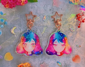 Dawn Glitter Watercolor Double-sided Keychain