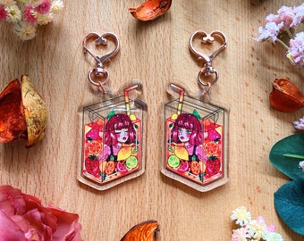 Fruit Tea Watercolor Double-sided keychain