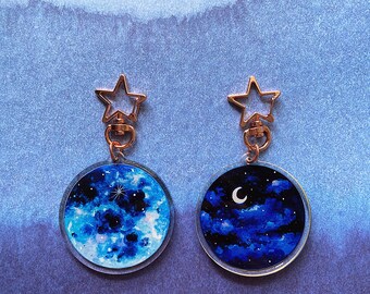MoonNight Watercolor Double-sided Keychain