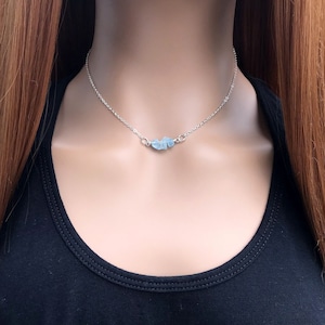 Minimalist Aquamarine Gemstone Necklace - Ideal March Birthstone Gift For Her