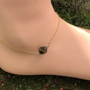 Handmade Tigers Eye Gemstone Anklet - Minimalist Gift for Her