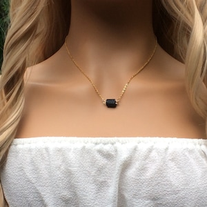 Minimalist Black Tourmaline Gemstone Necklace - Ideal Gift For Her