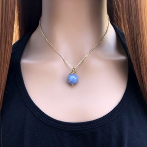 Handmade Blue Angelite Pendant Necklace - Unique Jewelry Gift For Her