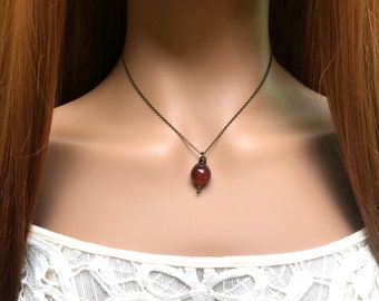 Carnelian necklace - Sacral Chakra, crystal ball necklace
