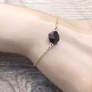 Minimalist Garnet Bracelet: Handmade January Birthstone Jewelry