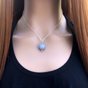 Handmade Blue Angelite Pendant Necklace - Ideal Gift For Her