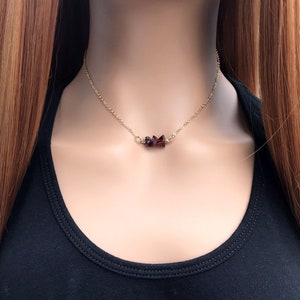 Minimalist Garnet Gemstone Necklace - Ideal January Birthstone Gift For Her