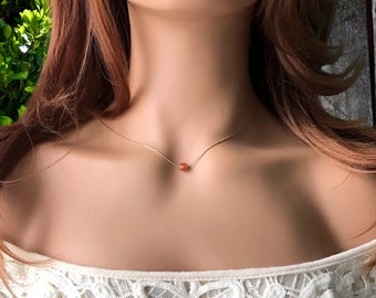 Tiny Carnelian choker necklace, sacral chakra