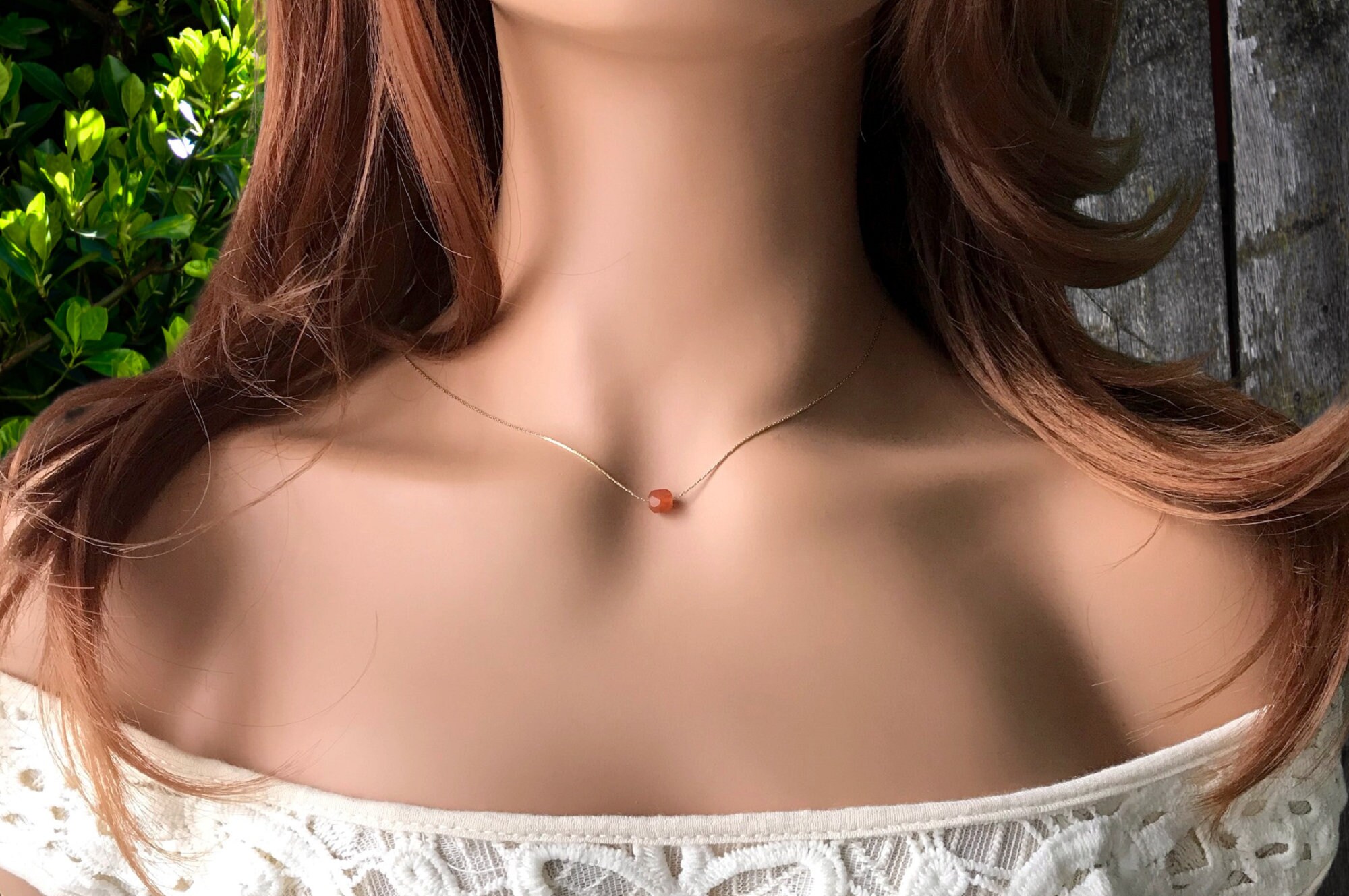 Tiny Carnelian choker necklace, sacral chakra