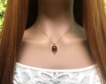 Carnelian necklace - Sacral Chakra, crystal ball necklace, Gold plated