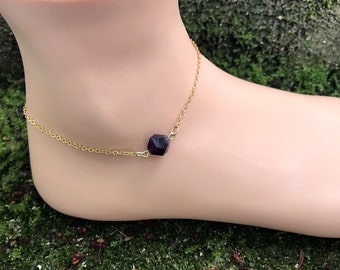 Minimalist Amethyst Gemstone Anklet - Ideal February Birthstone Gift Idea For Her