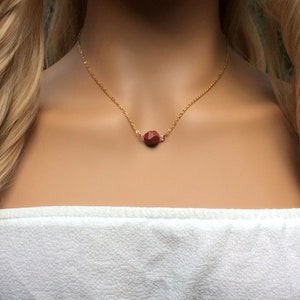 Minimalist Red Jasper Gemstone Necklace - Ideal Gift For Her