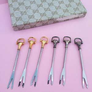 vintage Gucci Appetizer forks Set of 6 1970&#39;s Vintage cocktail forks