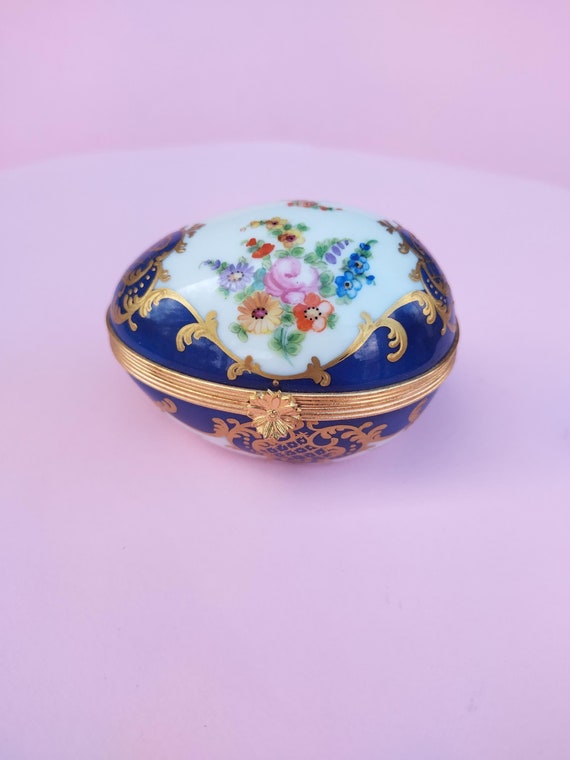 Tiffany & Co Le Tallec Hand Painted Porcelain Egg Trinket Box