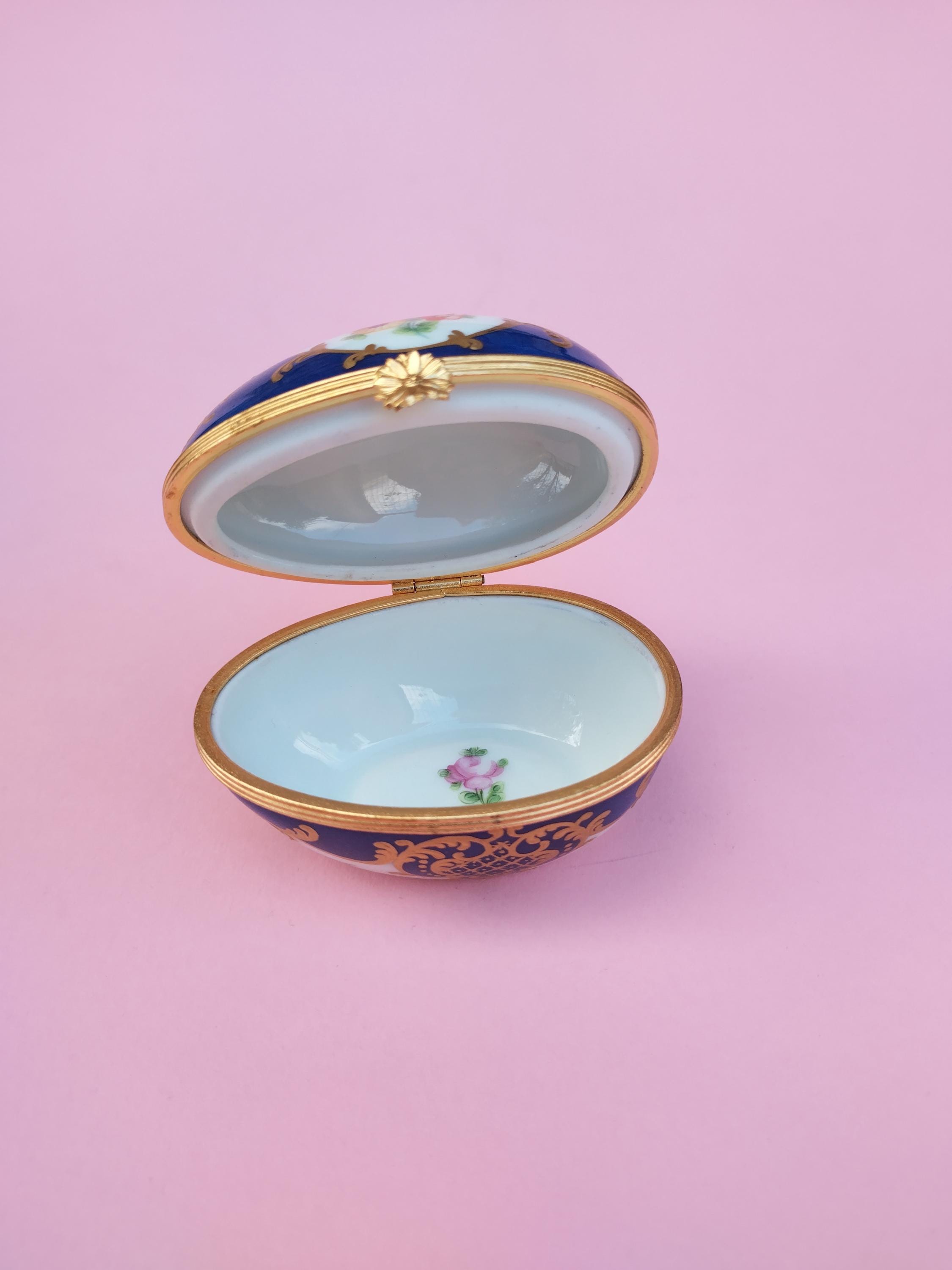 Tiffany & Co Le Tallec Hand Painted Porcelain Egg Trinket Box