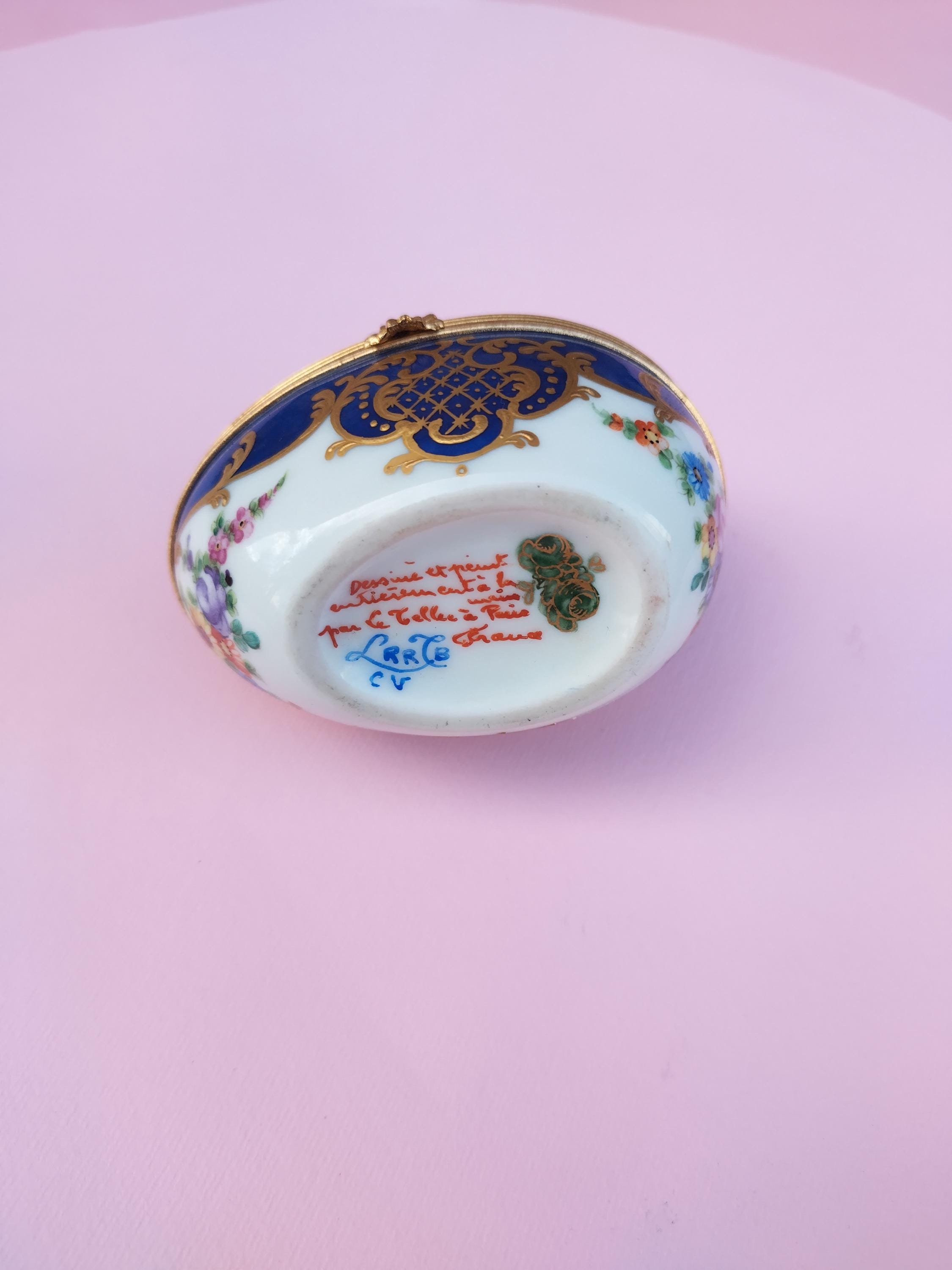 Tiffany & Co Le Tallec Hand Painted Porcelain Egg Trinket Box