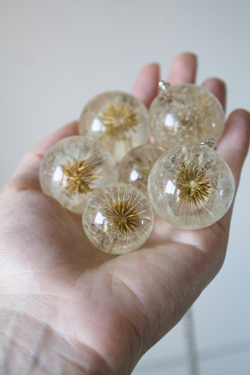 Dandelion necklace Real flower necklace Epoxy resin jewelry Pressed flowers Floral jewelry Crystal ball necklace Real dandelion Gift for her