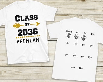 Class of 2036 Handprint Shirt, First Day of School, Grow with Me Shirt, Handprint for Every Grade Shirt, Class of 2036 Shirt, Class of 2037