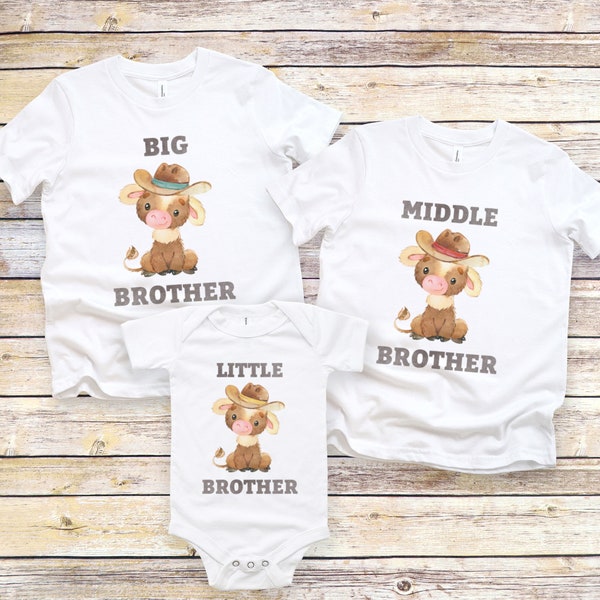 Big Middle Little Brother Matching Shirts, Big Brother, Little Brother, Middle Brother, Family Photos, Pregnancy Reveal, Brother Shirt, Cow