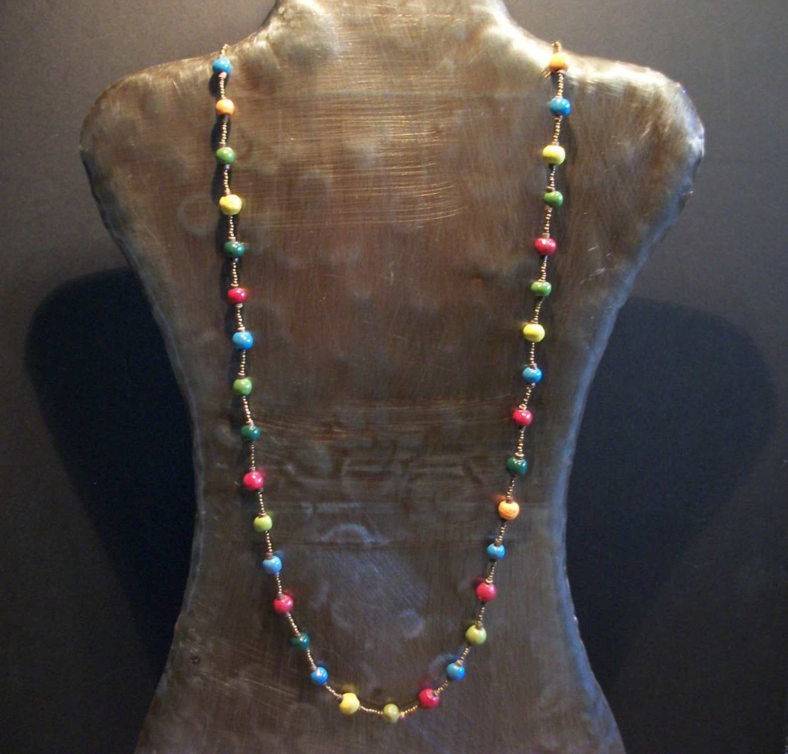 Colorful Ceramic Bead Necklace Etsy