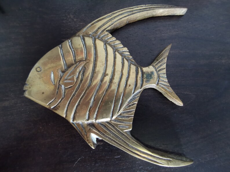 Vintage Brass Wall Decor Angel Fish Set of 4 Nautical 70s Etsy