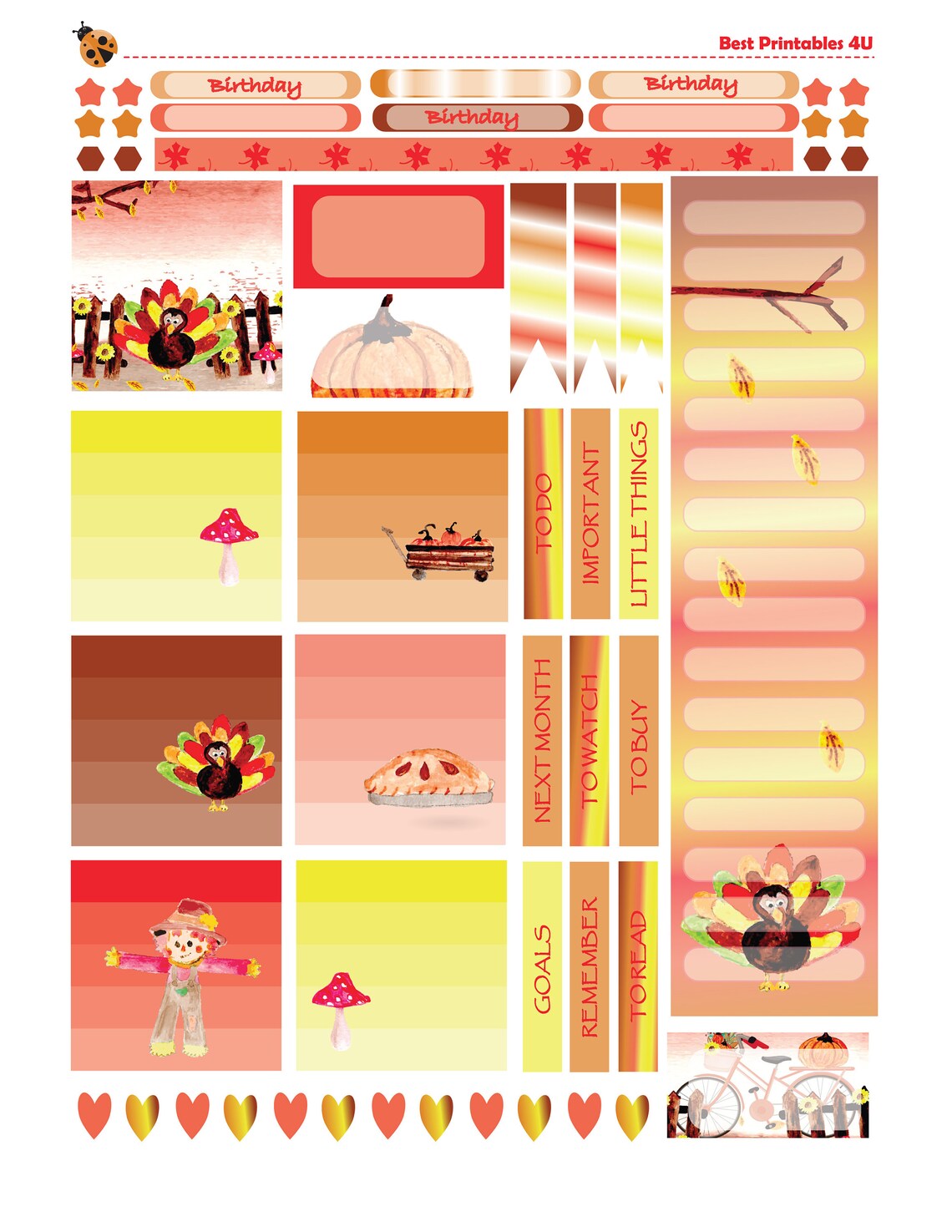 NOVEMBER Planner Stickers Big Happy Planner Monthly View | Etsy