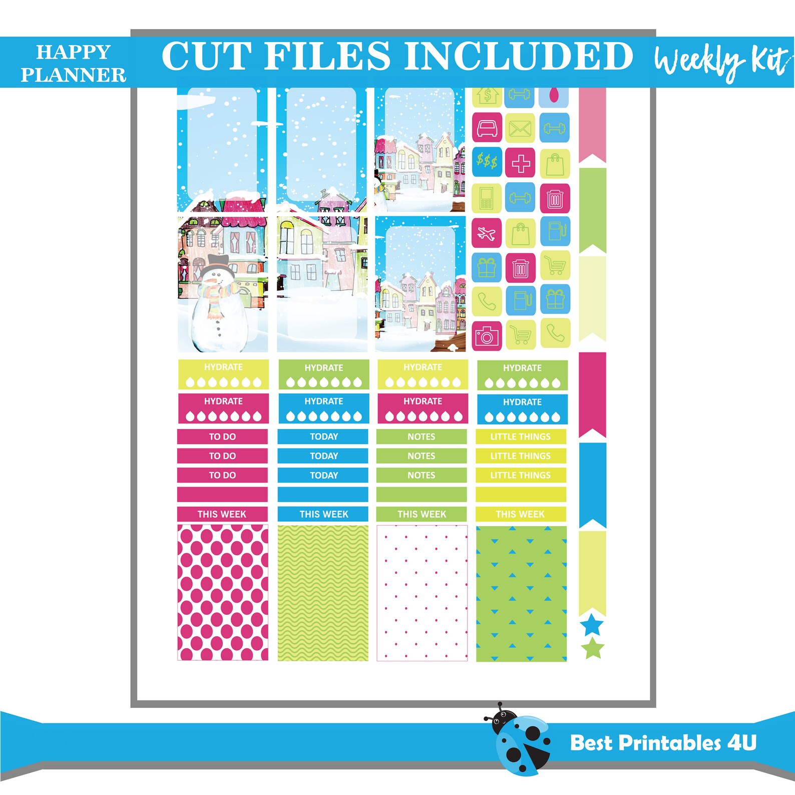 Winter Weekly Planner Kit Classic Happy Planner Stickers - Etsy