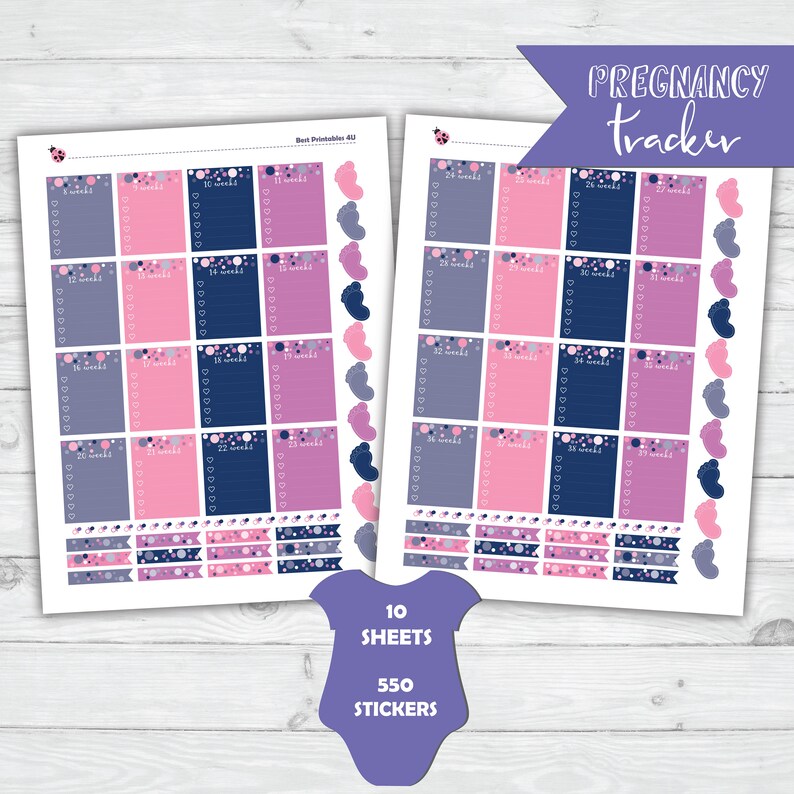 Pregnancy Planner Stickers Printable Milestones Planner | Etsy