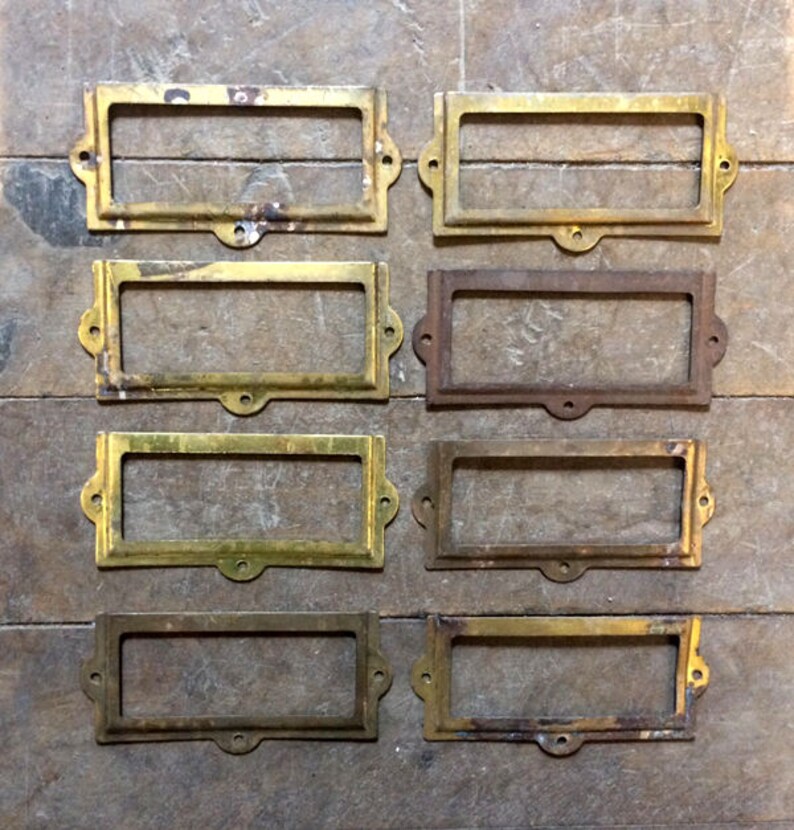 Vintage Brass Label Holders Large Quantity Etsy