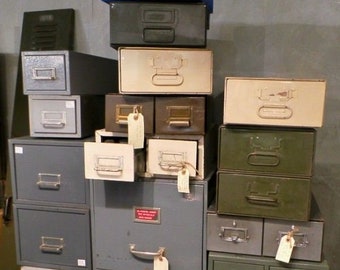 Vintage métal classeurs Bureau meuble rangement tiroir Multi unités rétro enlèvement seulement