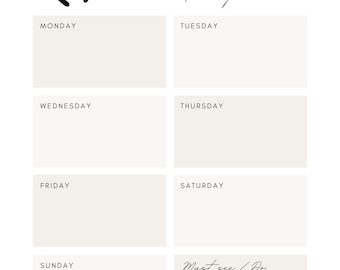 WDW Vacation Meal Planning Template