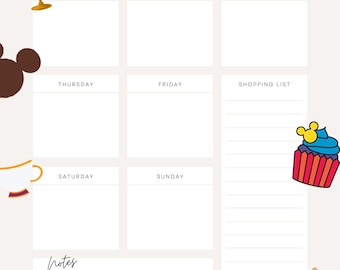 WDW Vacation Meal Planning Template