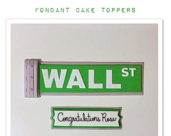 Fondant, steet sign logo, cake topper, birthday cake topper, custom topper, cupcake topper, cake decorating, cake topper, fondant logo