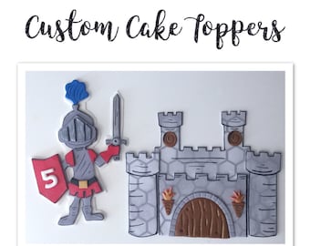 Knight cake topper,birthday cake, custom cake topper, fondant cake topper, birthday cake topper, cupcake topper, cake , castle cake topper,