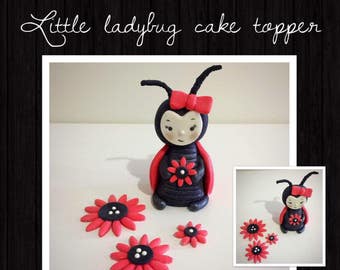 Ladybug cake topper, fondant cake topper, birthday cake topper, fondant ladybug, cake topper, cake decorating, cake supplies, fondant