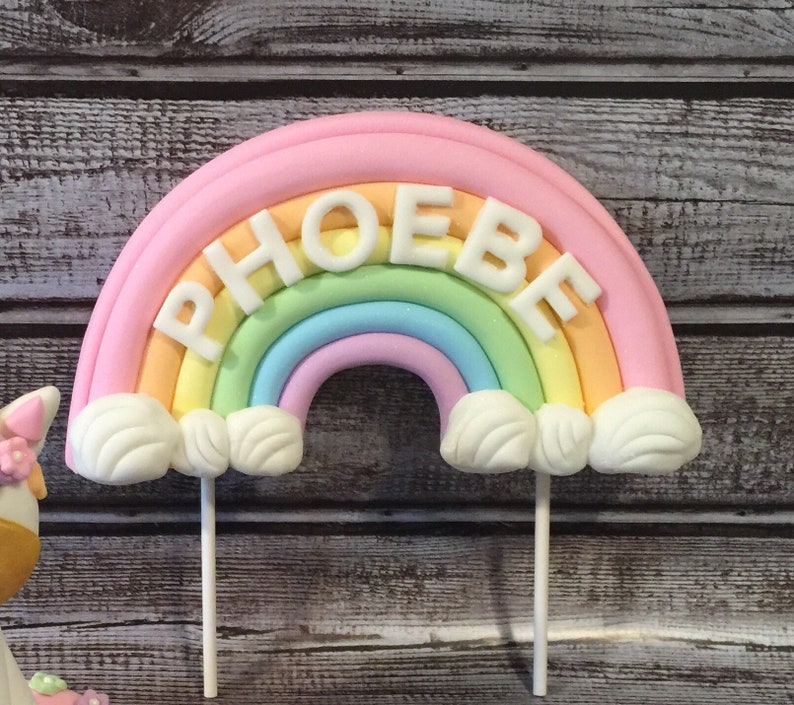 unicorn party, unicorn cake topper, rainbow, fondant, cake topper, rainbow cake topper, unicorn birthday, fondant topper, gold unicorn image 2