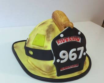 Fondant Fireman Hat Cake Topper, Custom Cupcake Decoration