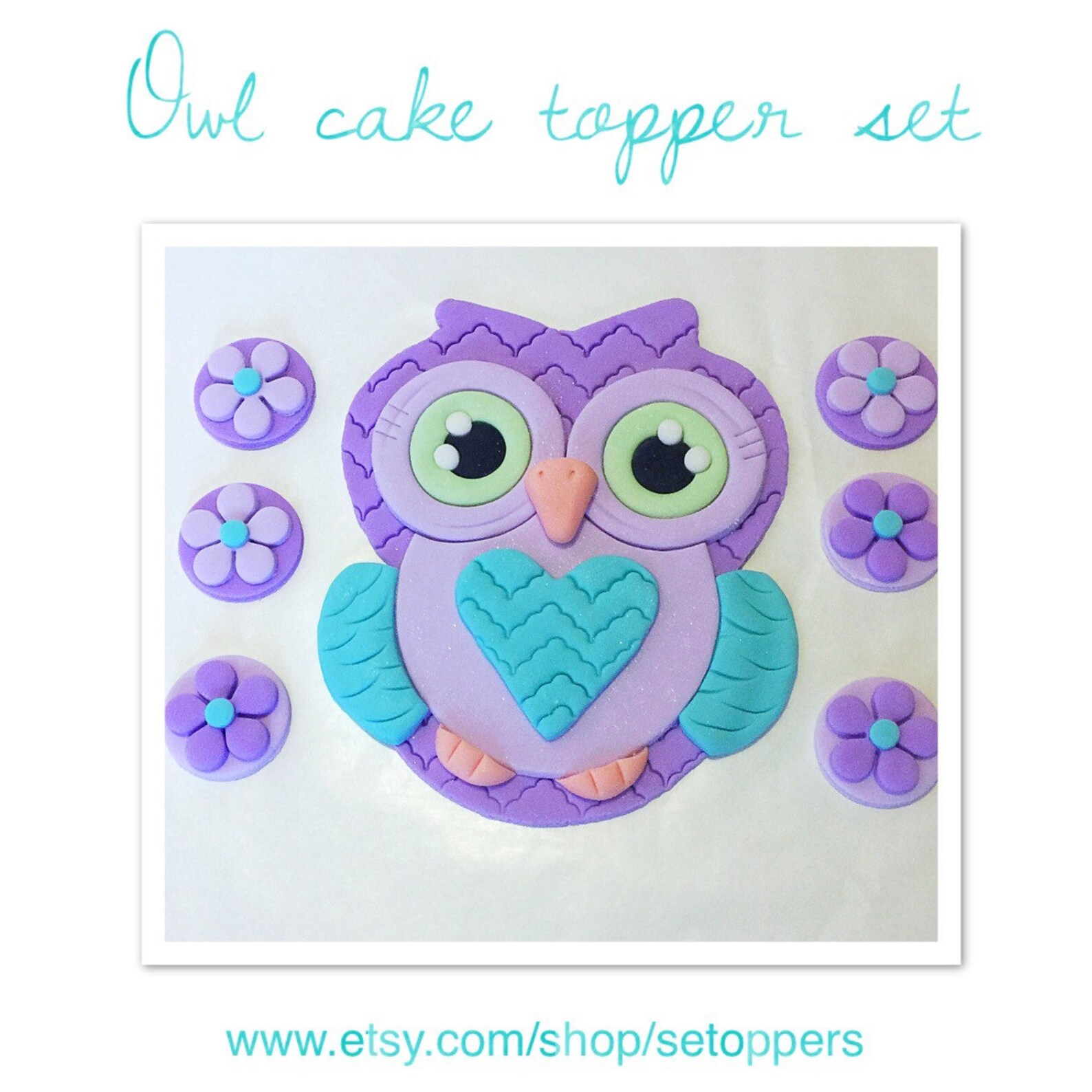Owl Fondant Owl Cake Topper Cupcake Topper Birthday Etsy