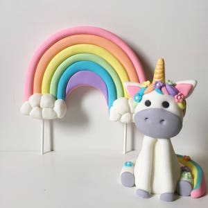 unicorn party, unicorn cake topper, rainbow, fondant, cake topper, rainbow cake topper, unicorn birthday, fondant toppers, customizable image 3