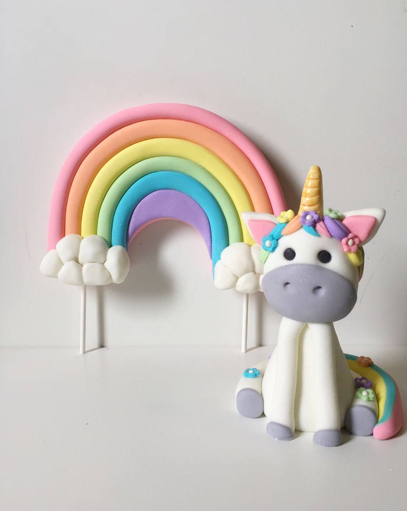 unicorn party, unicorn cake topper, rainbow, fondant, cake topper, rainbow cake topper, unicorn birthday, fondant toppers, customizable image 3