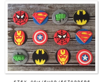 Fondant super hero, cupcake toppers, super hero, super hero decor, cupcake,toppers,cake topper,fondant cupcake topper