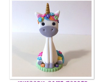 Unicorn cake topper, fondant cake topper, birthday cake topper, cupcake topper, cake decorating, cake supplies, rainbow unicorn fondant