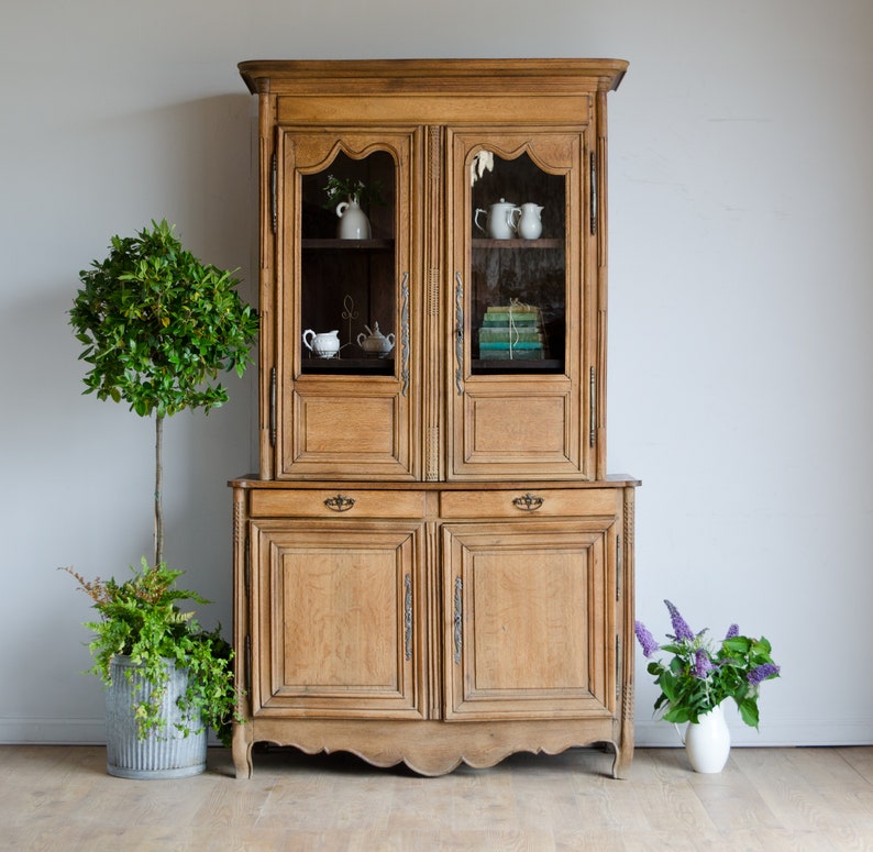 Large French Antique 19c Oak Library Bookcase Display Etsy
