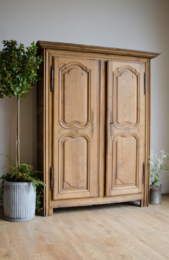 French Antique 18th Century Knockdown Oak Armoire Linen Etsy