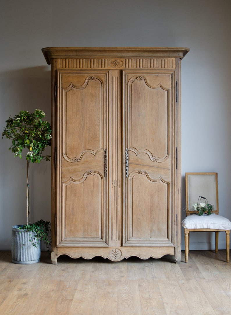 French Antique 18c Light Oak Knockdown Armoire Linen Press Etsy