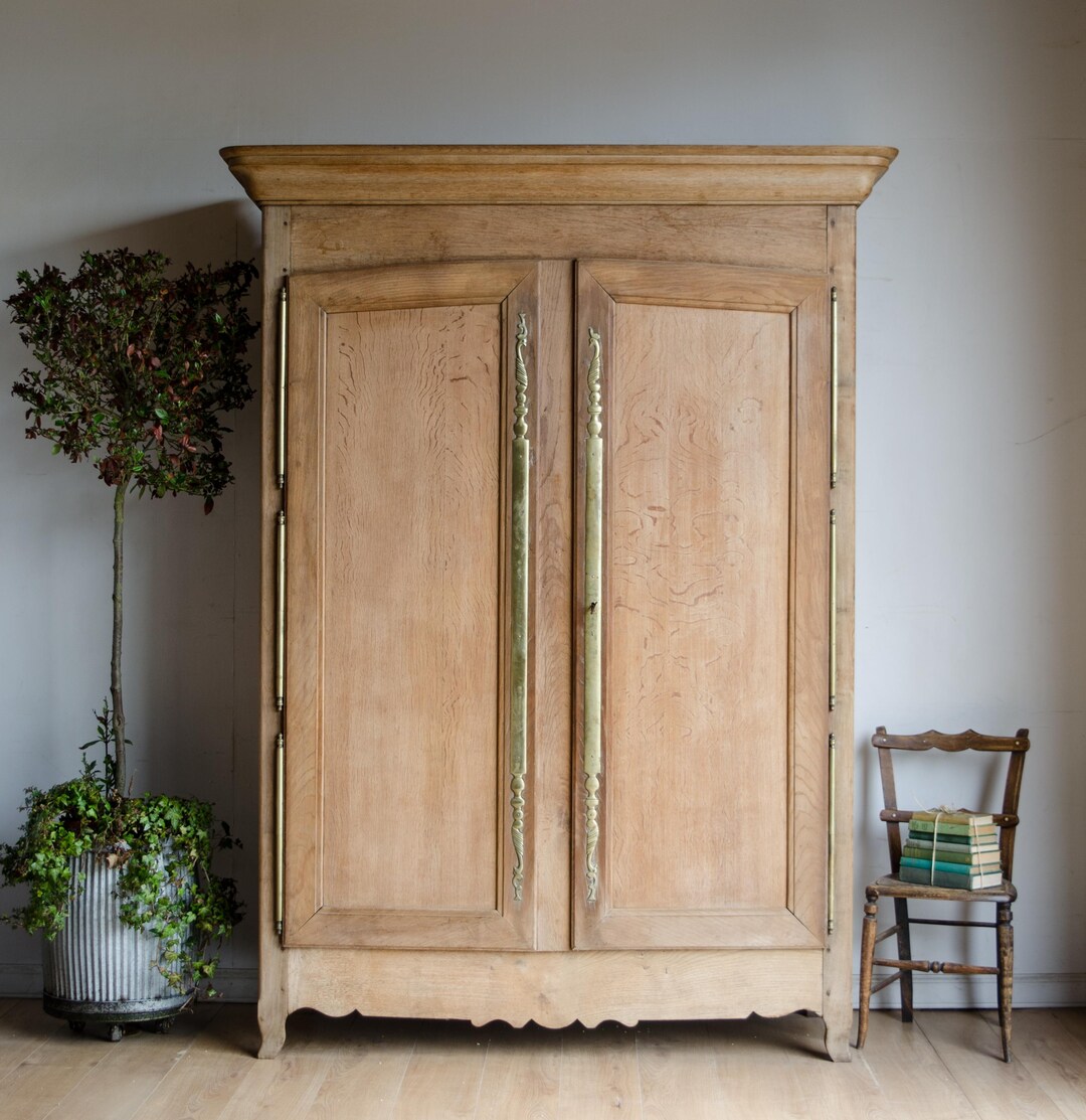 Large French Antique 19th Century Knockdown Oak Armoire / Wardrobe