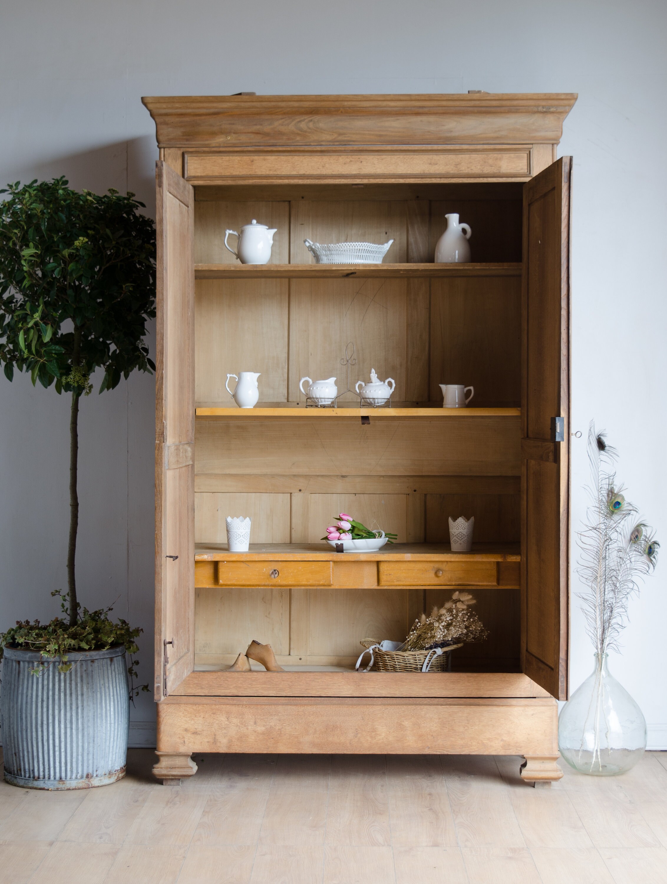 French Antique Louis Philippe Knockdown Oak Armoire / Wardrobe Etsy