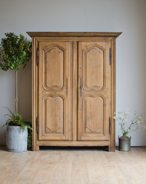 French Antique 18th Century Knockdown Oak Armoire Linen Etsy