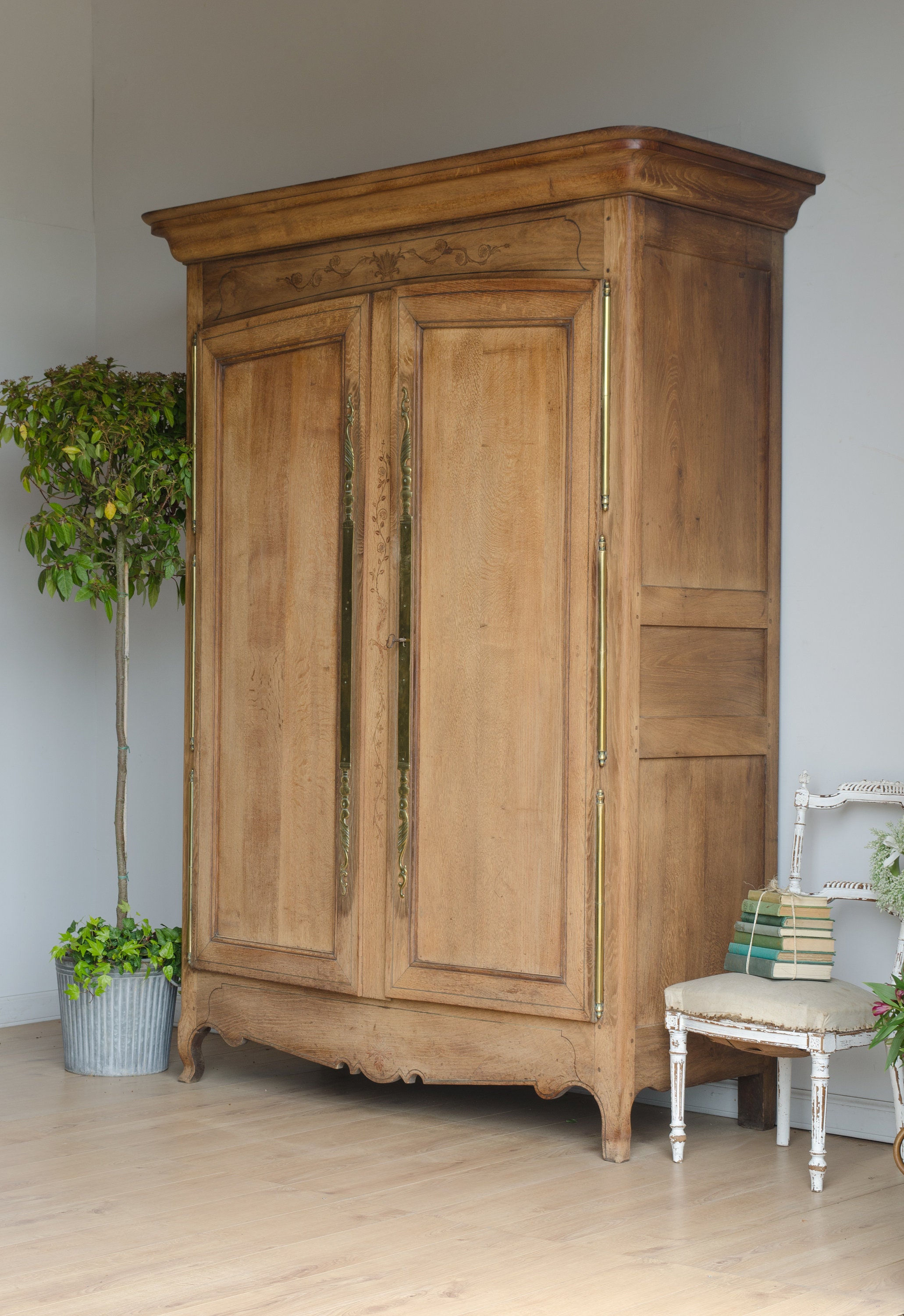French Antique 19th Century Engraved Oak Knockdown Armoire / Etsy