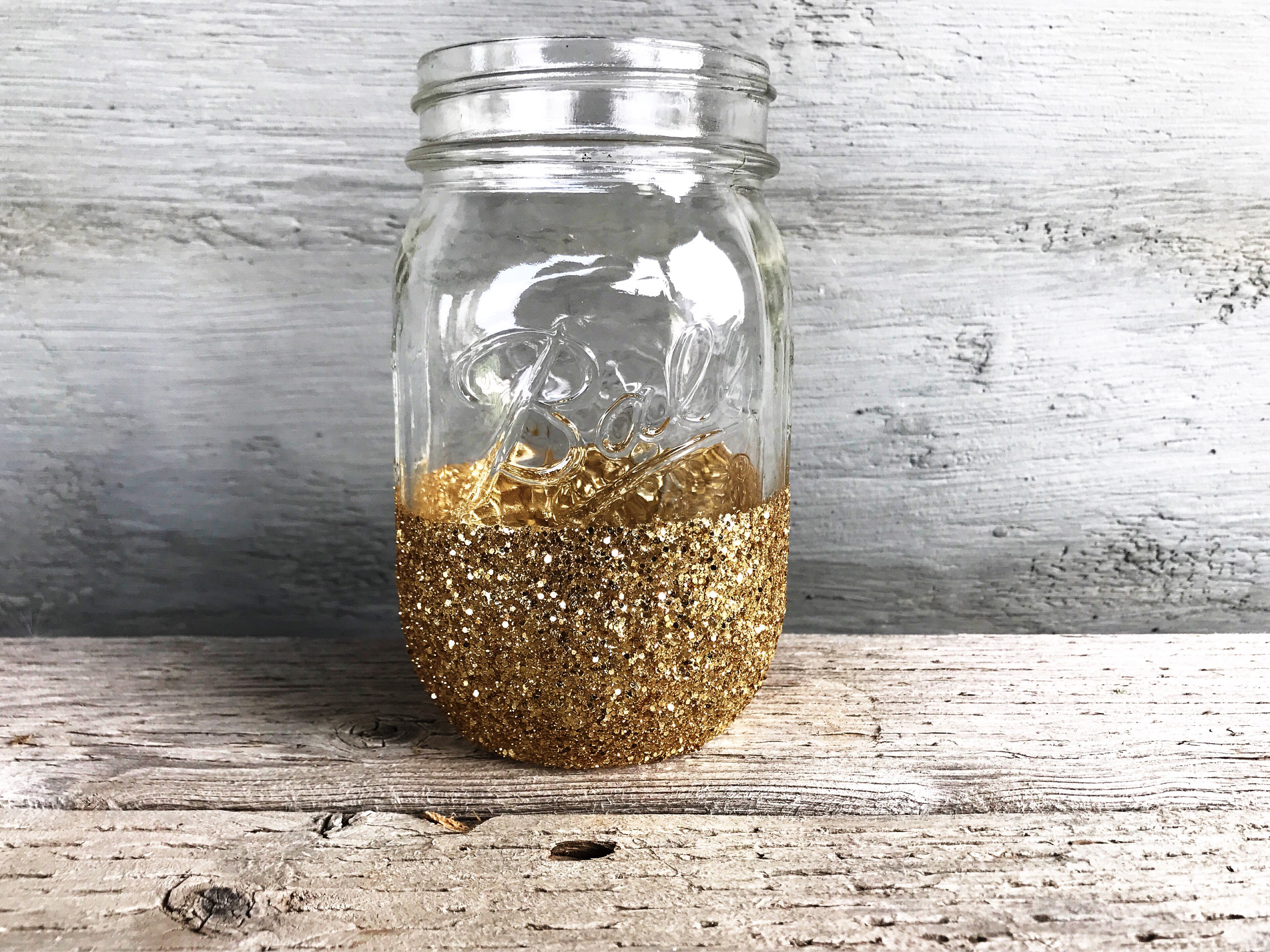 Gold Glitter Jars Glitter Dipped Rustic Glam Wedding Gold Etsy